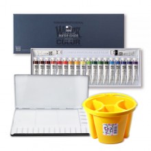 신한 전문가용 수채화물감 12ml 20색+20칸 물감파레트 1개+달리물통 중1개 세트